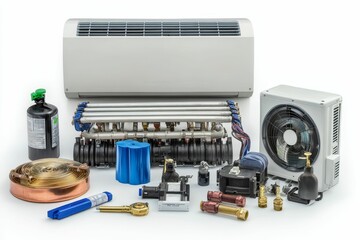 Air conditioning unit components and refrigerant.