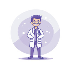 Set of doctor cartoon characters