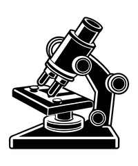 Microscope silhouette black logo vector illustration