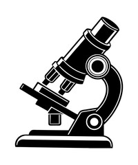 Microscope silhouette black logo vector illustration