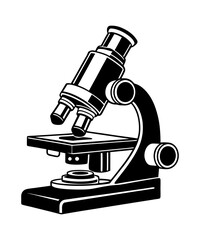 Microscope silhouette black logo vector illustration