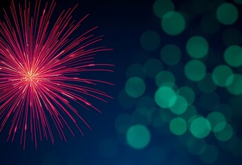 Fototapeta premium Vibrant fireworks display with bokeh lights.
