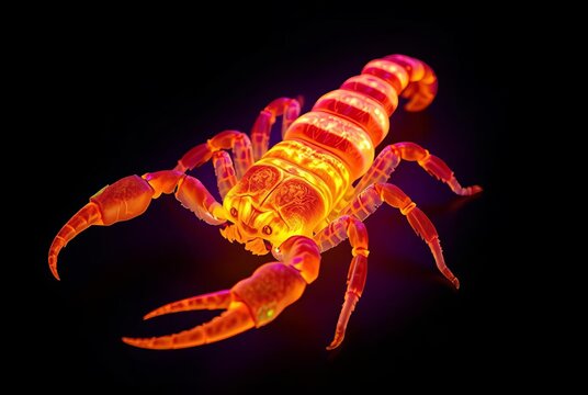 recommend clip art: _. Emperor Scorpion Under UV A holography illustration of a scor