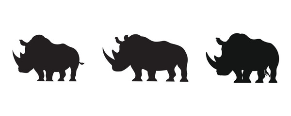 rinoceros silhouette bundle vector illustration