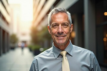 Accomplished Mature Business Professional Smiling Confidently in a Corporate Environment