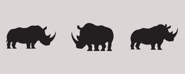 rinoceros silhouette bundle vector illustration