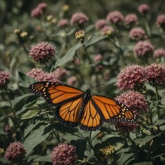 Obraz premium A monarch butterfly with its wings fully spread.