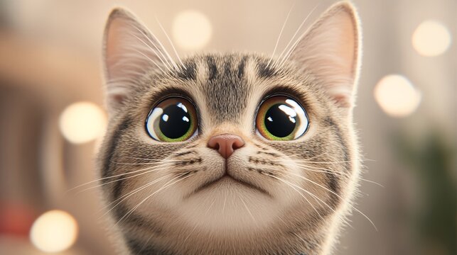 a Christmas cat looking directly at the camera, crisp, pet wallpaper.