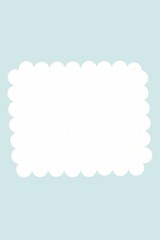 Scalloped frame pastel blue. Blank white frame with a soft scalloped edge, perfect for text or images.  Evokes feelings of calmness and gentleness.