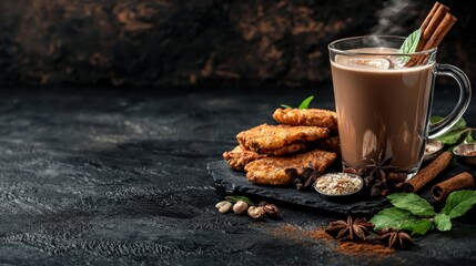 Coffee and cookies delight cozy kitchen food photography rustic atmosphere captivating close-up comfort and indulgence