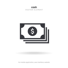 Cash money thin line icon on the white background. Money, pay, payment, cash operations, currency, exchange, savings, bank cards, currency, banking icons