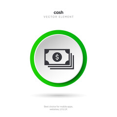Cash money thin line icon on the white background. Money, pay, payment, cash operations, currency, exchange, savings, bank cards, currency, banking icons