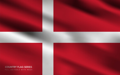 Realistic vector illustration of the Denmark flag, EPS10