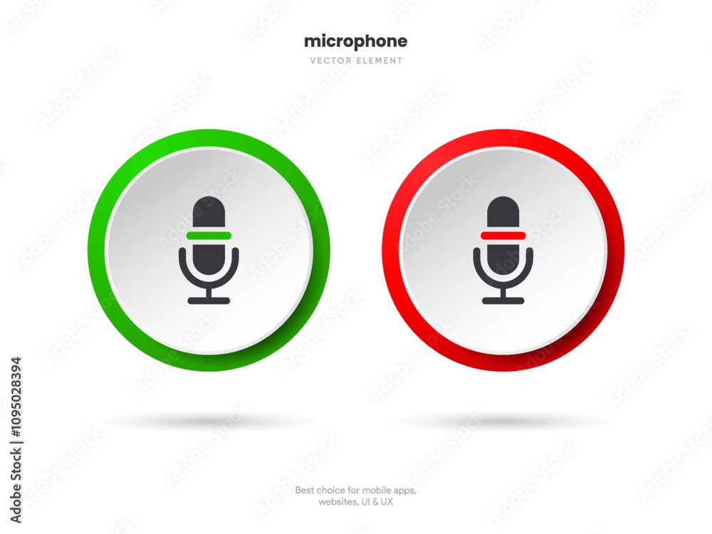Fototapete podcast, broadcast, webcast icon. voicemail sign. voice chat icon. recording symbol. mute icon. 3d p