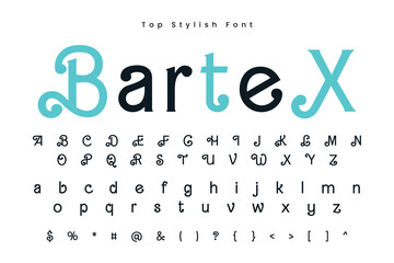 Bartex Stylish alphabet typeface display font vector and Beautiful luxury typography Font