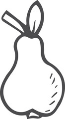 Pear line drawing. Garden fruit. Fresh food doodle