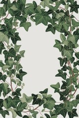 Fototapeta premium Ivy frame border. Lush green ivy leaves create a natural frame, perfect for invitations or elegant designs. Symbolizes growth and enduring love.