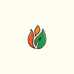Biogas energy logo with Fire and leaf element