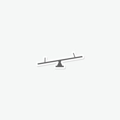Seesaw balance icon sticker isolated on gray background