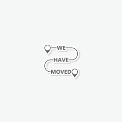 We have moved icon sticker isolated on gray background