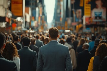 Fototapeta premium Backlit Businessman Modern City Street Scene