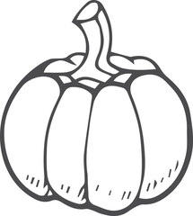 Pumpkin doodle. Autumn vegetable icon. Thanksgiving symbol