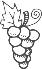 Grape doodle. Vineyard symbol. Winery line drawing