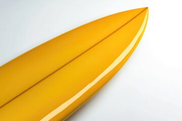 A bright yellow surfboard leans against a white wall, ready for its next adventure