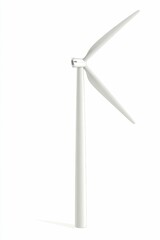 White wind turbine, two blades, clean energy.