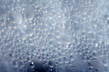 Water Condensation Small Bubbles Moisture on a Glass Window Close up