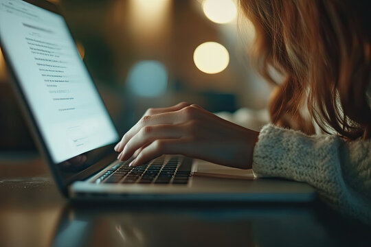 Woman creating a blog or podcast on topics of personal interest