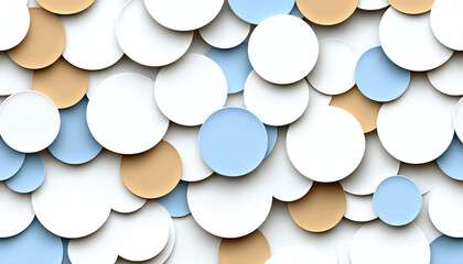 Abstract fractal designs. Textured circular patterns in soft colors create visually appealing background. combination of white, blue, and beige circles adds depth and interest to design