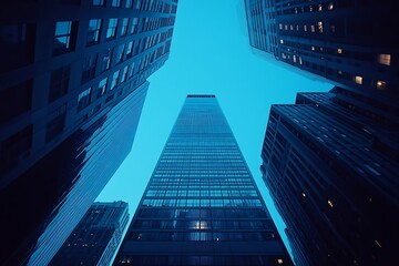 Blue Hour City Anonymous Figures Commuting in Suits