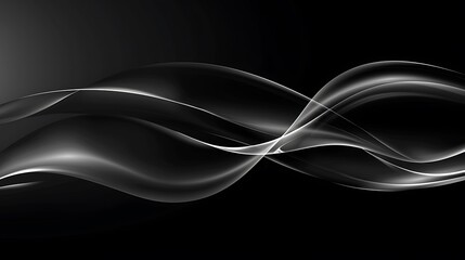 A sleek, abstract design featuring flowing, translucent waves on a dark background, conveying elegance and fluidity.