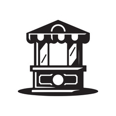 Silhouette of a Food Cart for Street Vendors – Vector Icon Design