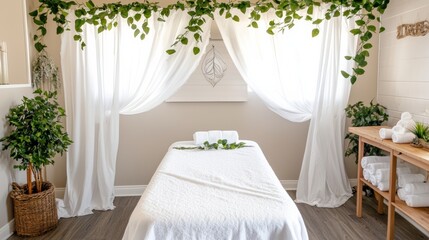 Relaxing spa treatment room wellness center interior design tranquil environment minimalist concept for stress relief