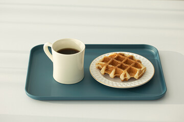 Croissant Waffle or Croffle with coffee.
