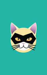 Illustration of Two Masked Cats in Vibrant Colors on a Purple Background