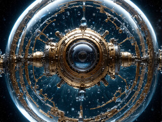 Obraz premium futuristic bubbles in dark space