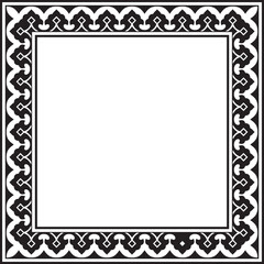 Obraz premium Vector square monochrome black national Persian ornament. Rectangle, frame, border, ethnic pattern of the peoples of Iran, Iraq, Tajikistan