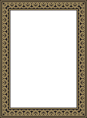 Vector golden with black Chinese rectangle, frame. Square ornaments of oriental peoples, korea, taiwan, china, hong kong, indonesia