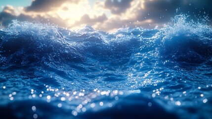 waves on the surface and bubbles under the sea