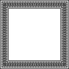 Vector black monochrome classic Greek square ornament. Rectangle of Ancient Greece and Roman Empire. Byzantine painting of walls, floors and ceilings. Decoration of European palaces