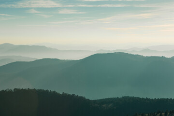 Misty Mountain Range at Dawn