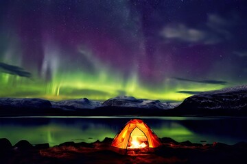 camping under the northern lights