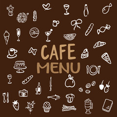 Hand-Drawn Food and Drink sketch line art set vector and illustration for decoration cafe menu.