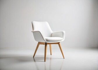 Minimalist White Chair on a Clean Background for Modern Interior Design, Home Decor, and Furniture Photography, Showcasing Elegance and Simplicity in a Studio Setting