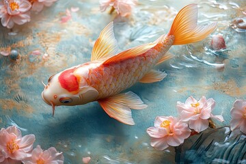 Obraz premium Golden fish. Traditional symbol of good luck, copy space