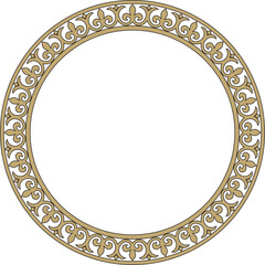 Vector gold and black round classic byzantine ornament. Circle, ring, border, Ancient Greece, Eastern Roman Empire frame. Decoration of the Russian Orthodox Churc