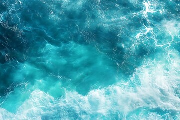 Fototapeta premium surface waves on the beach, Blue sea surface, water wave surface, blue water wave, top view 